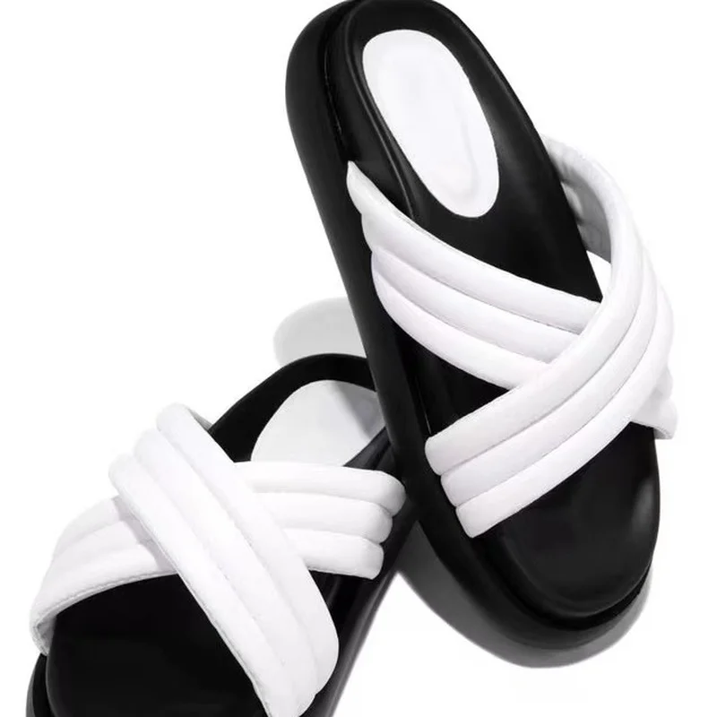 TSTCTB Summer Flats Slippers for Women Fashion Thick-soled Comfortable Open Toe Casual Plus Size 43 Sandals and Slippers Female