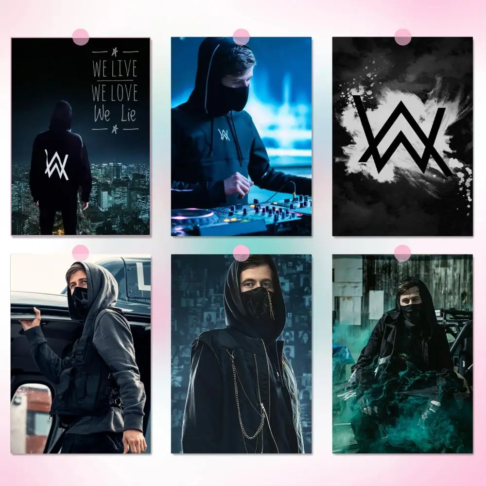 Фото Популярный плакат Singer Edm Rave Dj Alan Walker Durable HD ПВХ настенное искусство - водонепроницаемый Peel & Stick Easy Clean для домашнего бара №1