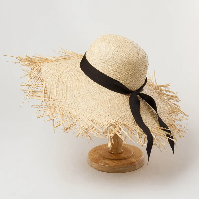 

Fashionable Floppy Raffia Hats Women with Ribbon Sun Protection Sun Hat Summer Big Brim Beach Hat Vacation Gift Wholesale