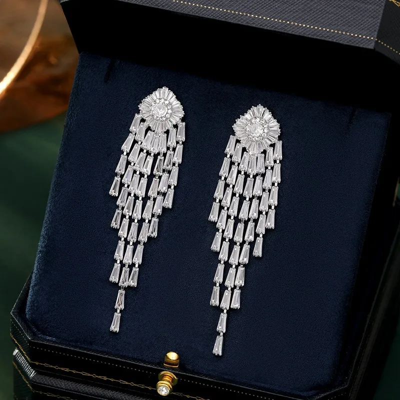 

Earrings Women's Inlaid Cubic Zirconia Tassel Earrings Jewelry For Women