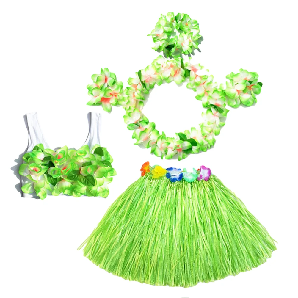 

Skirt Hula Hawaii Luau Hawaiian Dress Women Tropical Leis Skirts Outfits Dance Party Set Girls Adults Flower Headband Costume