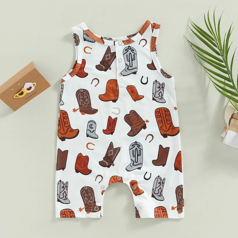 

0-18 Months Toddler Baby Girls Boys Summer Casual Romper Sleeveless O Neck Print Jumpsuit Infant Newborn Playsuit Babe Clothing