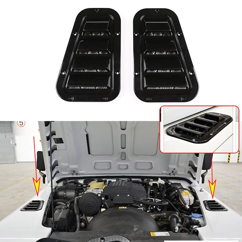 

For Land Rover Defender 2004-19 Front Engine Hood Ventilation Cover Steel Air Intake Scoop Air Outlet Snow Cover Car Accessories