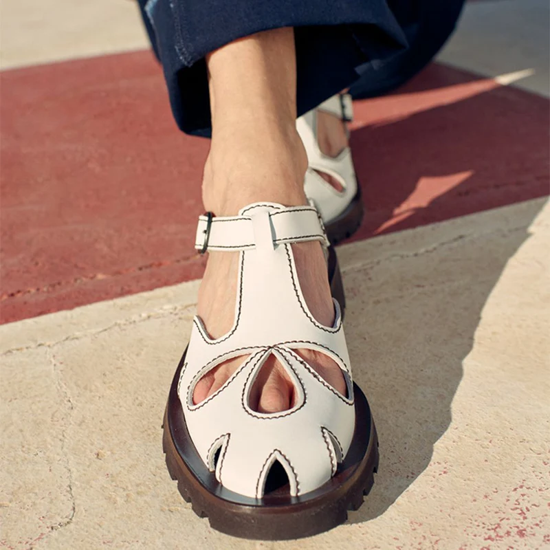 

Roman Summer Mule Shoes Women Genuine Cow Leather Straw Woven Metal Buckle Strap Female Sandal Slippers Handmade