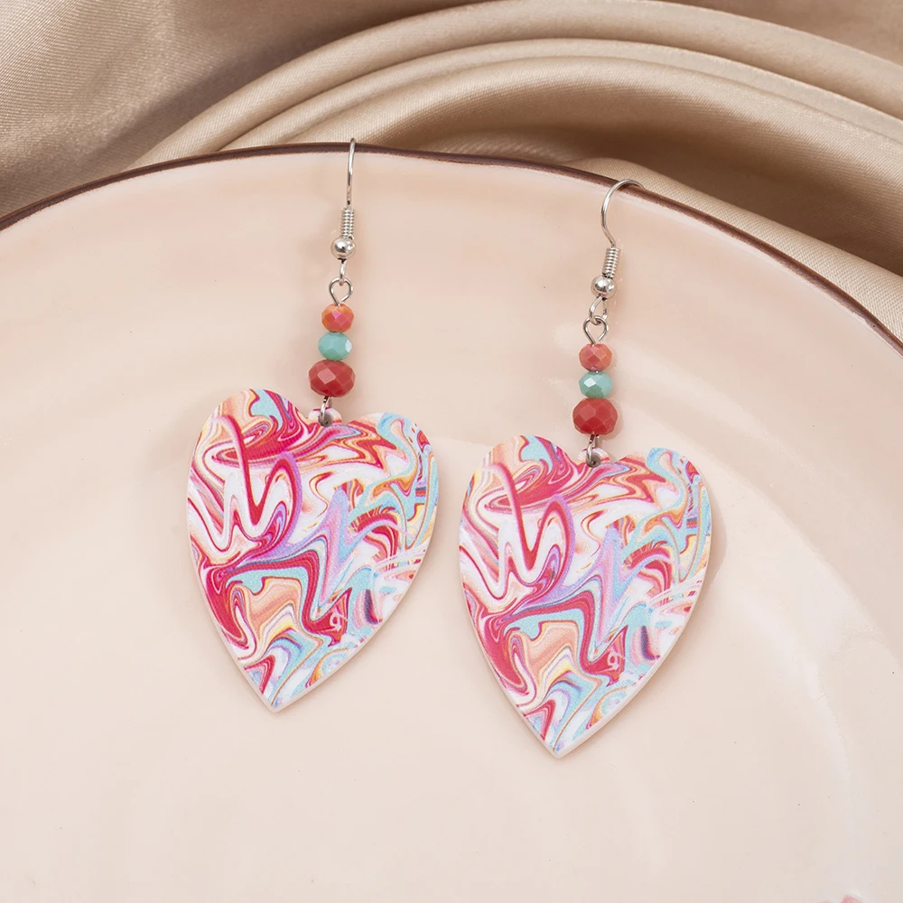 Новые модные яркие серьги в форме сердца для женщин темпераментные легкие