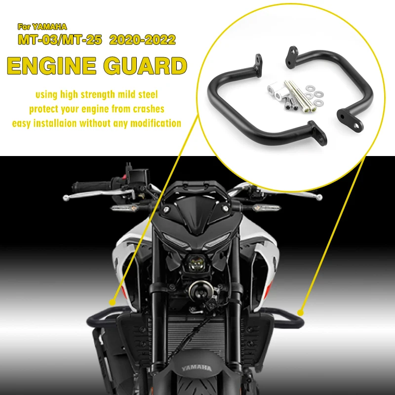 

MKLIGHTECH For YAMAHA MT03 MT25 MT-03 MT-25 2020-2022 Motorcycle Bumper Engine Guard Crash Bar Body Frame Protector Accessories