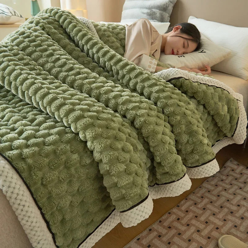 

Зимнее одеяло из овечьей шерсти, толстое двухстороннее Фланелевое супермягкое покрывало из микрофибры для кровати, удобное теплое одеяло