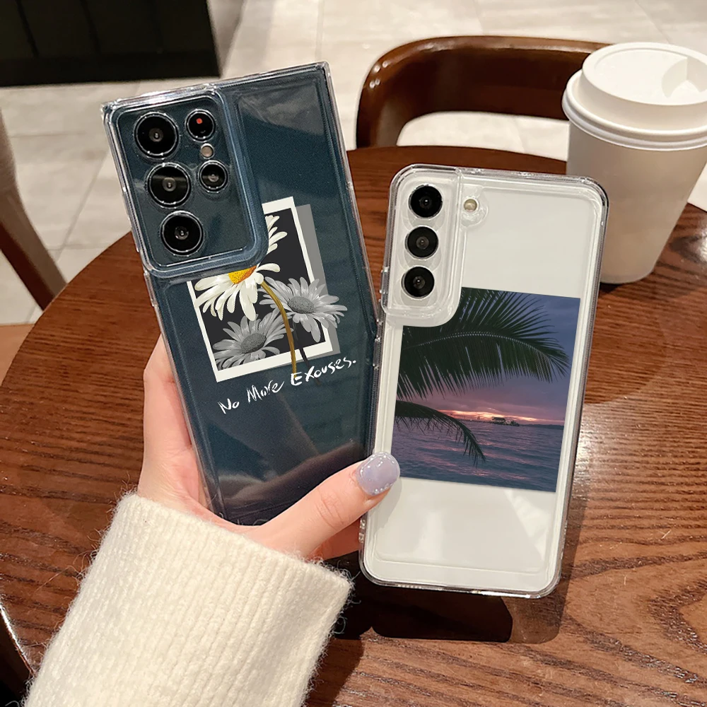 

Daisy Seascape Phone Case For Samsung Galaxy S23 S23Ultra S22 S22Ultra S21 S20Ultra S20 FE Plus 5G Cases Transparent Soft Cover