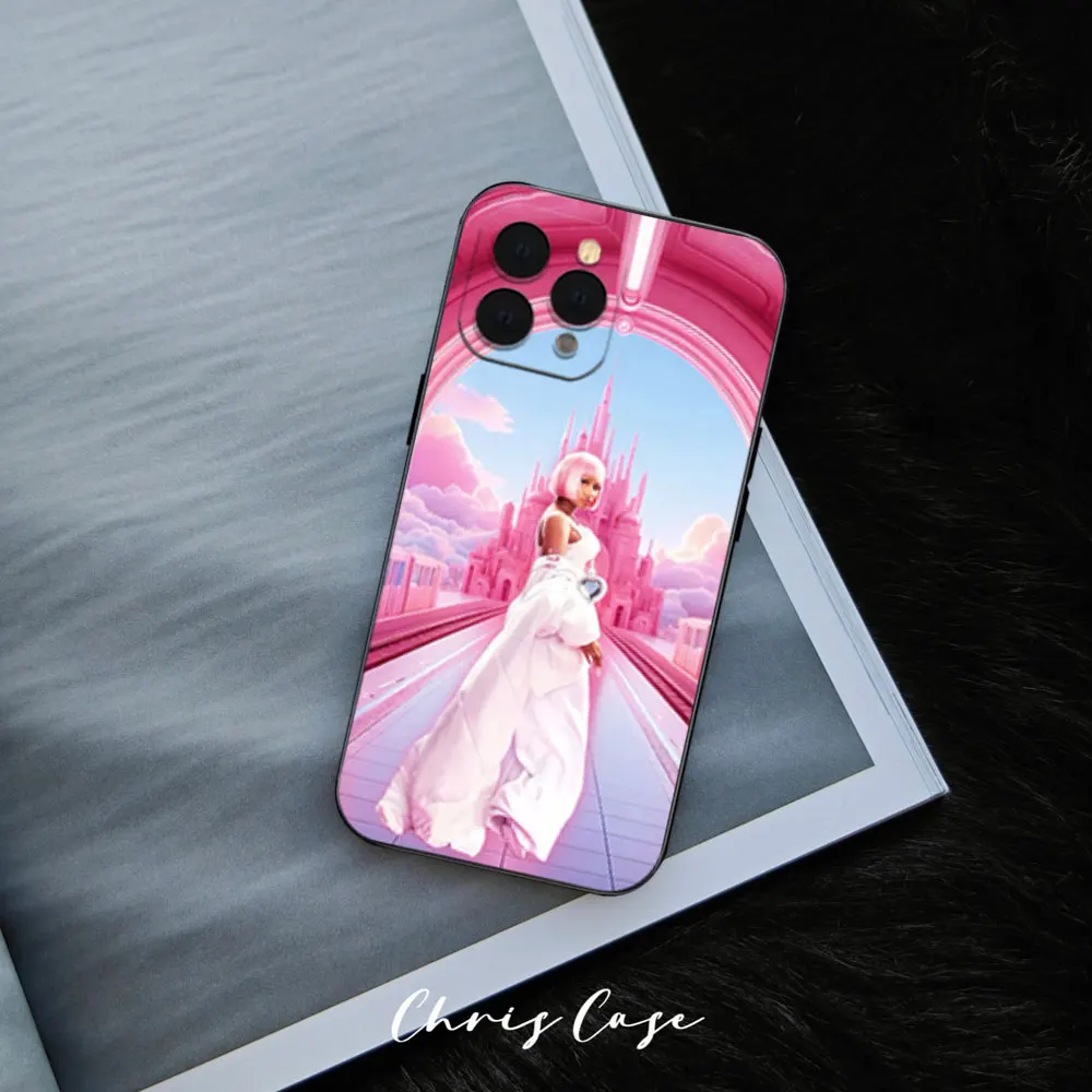 Phone Case For iPhone 12 11 13 14 15 16 Max Pro Plus Black Soft Silicone Cover Singer Nicki M-Minaj