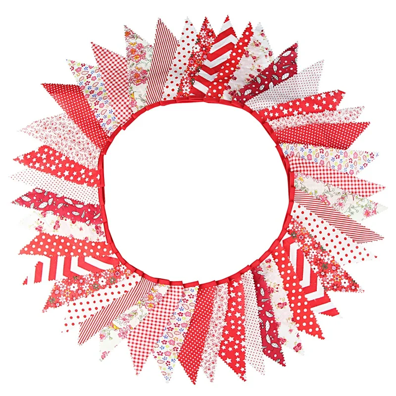 

AT69 -Fabric Bunting Banner 42 Flags 12M Cotton Party Bunting Garden Garland Playroom Wedding Birthday Parties Decoration