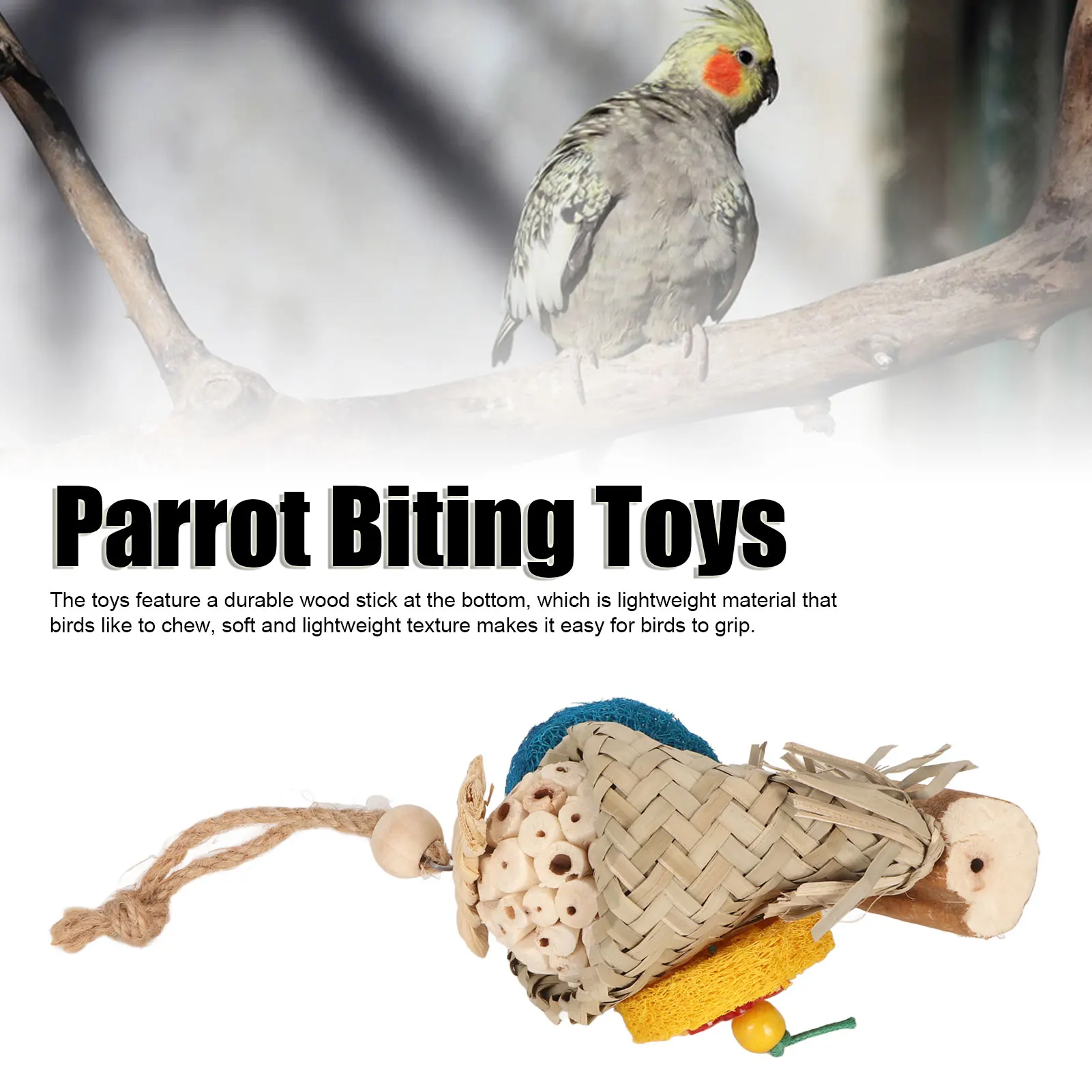 Жевательные игрушки в виде попугаев Пальмовые Листья плетеные кусающие