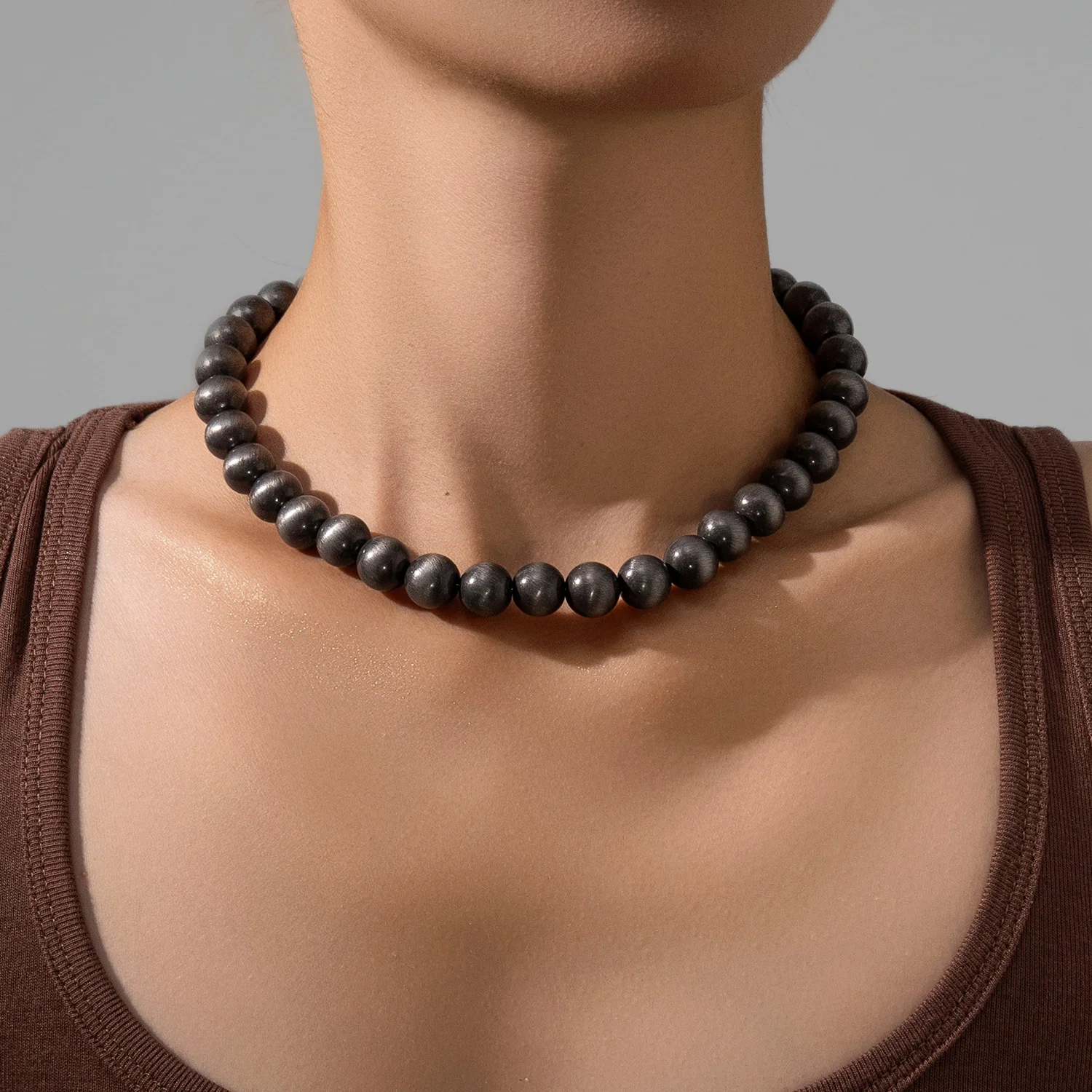 Модное Ретро Градиентное Матовое Ожерелье Из Бисера Размер CCB