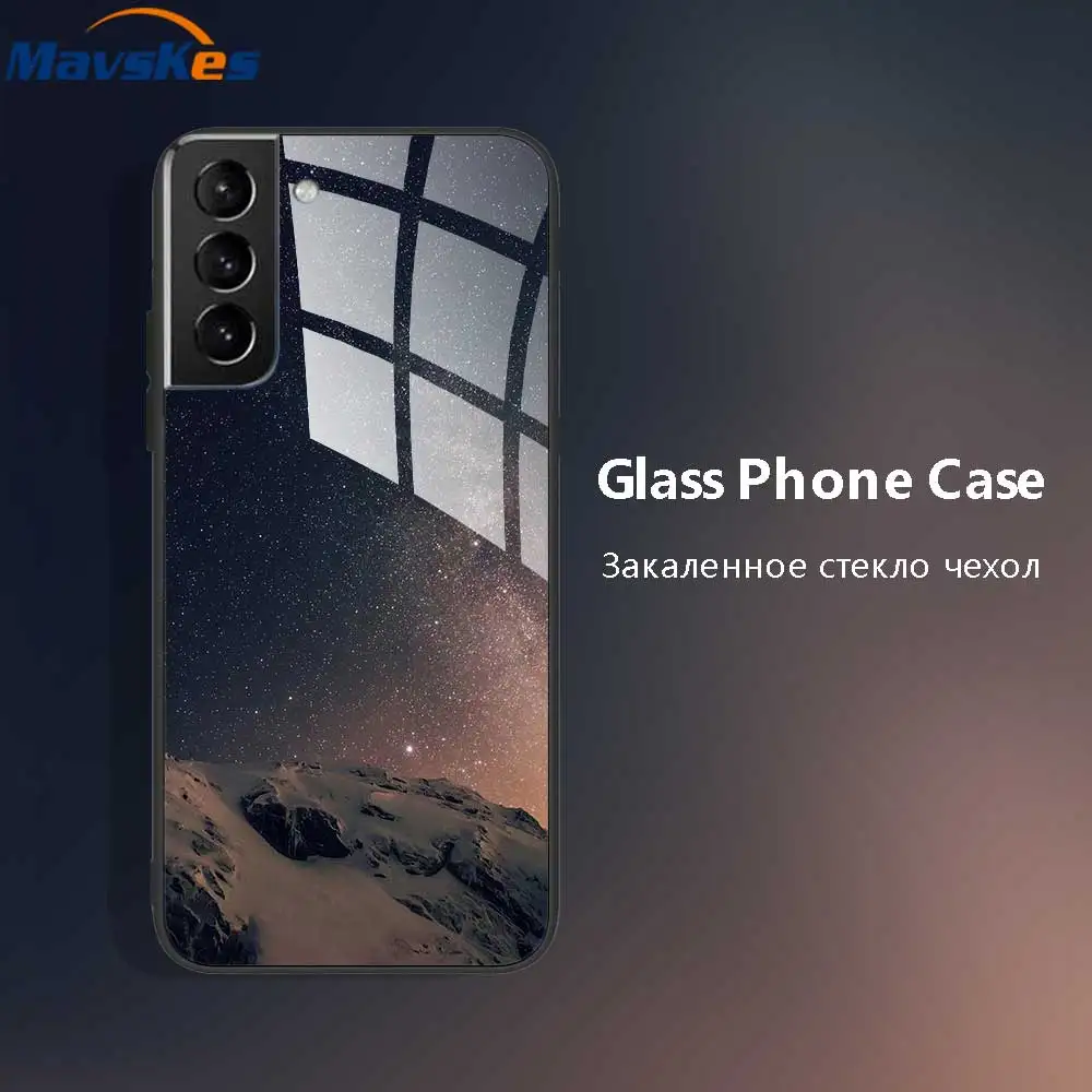 Фото Чехол для телефона из закаленного стекла для Samsung Galaxy S21 S22 Plus Ultra FE 5G Note 8 9 10 20 Note10 Pro Ultra, силиконовые чехлы, задняя крышка №2