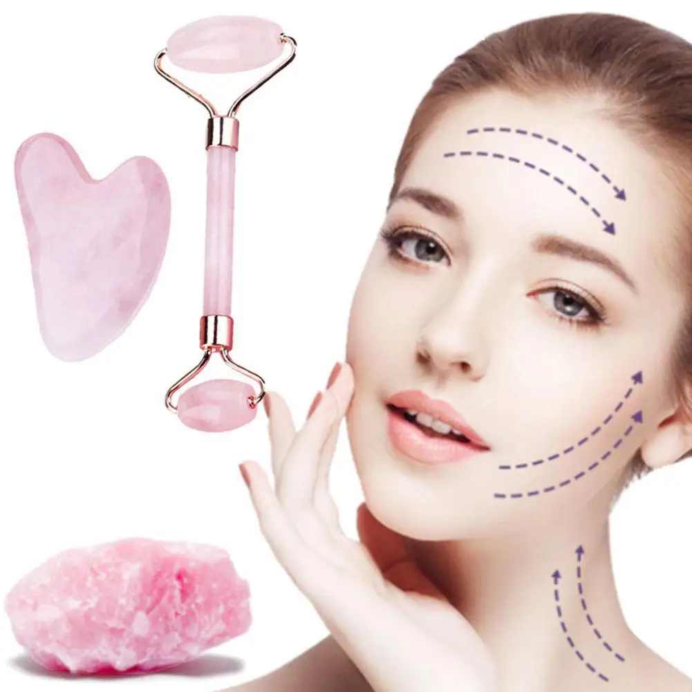 

2 Pcs Face Skin Massage Roller Gua Sha Board Scraper Face Lifting Up Wrinkle Remover Skin Care Tools