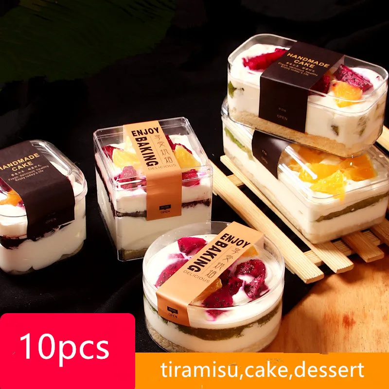 

10 шт., прозрачные одноразовые пластиковые чашки для торта