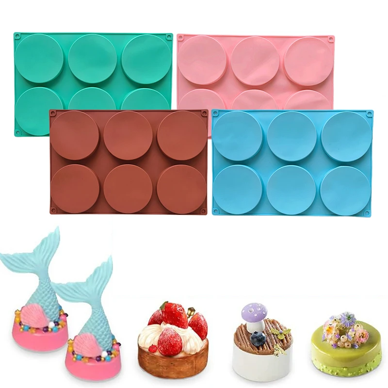 Силиконовая форма для торта с 6 отверстиями антипригарная выпечки круглая дисков