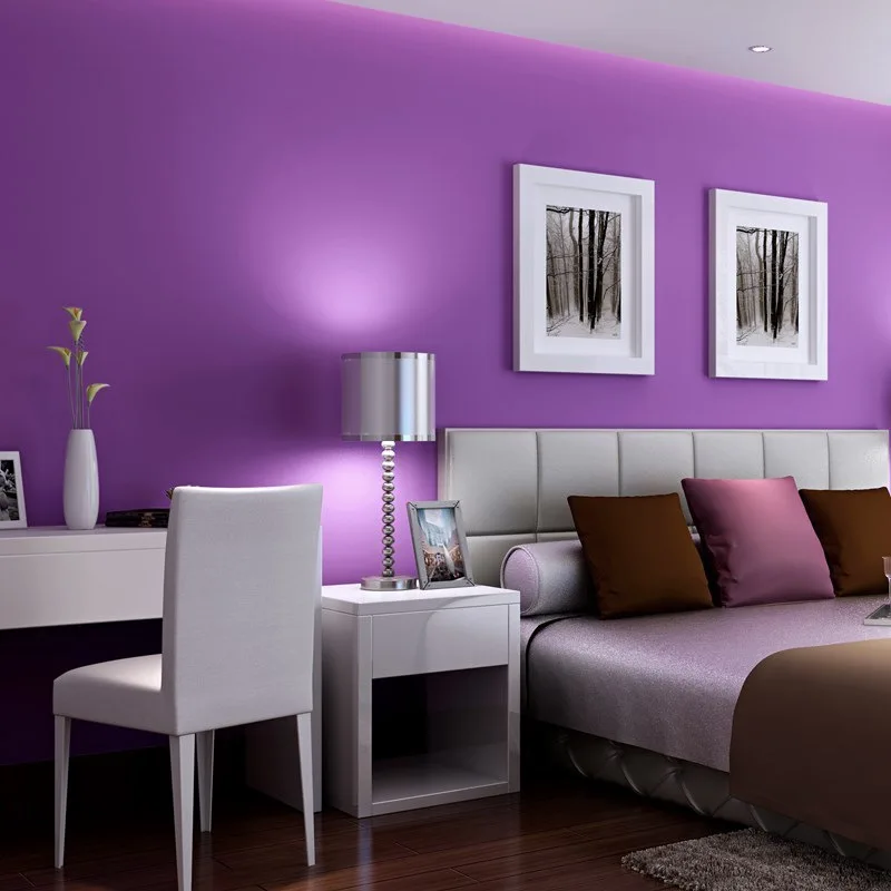 

Фиолетовые обои, современные, простые, однотонные, фиолетовые, для спальни, гостиной, столовой, блестящие, благородные Настенные обои