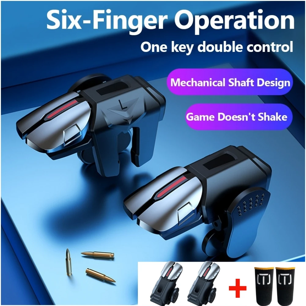 

G21 1 Pair 6 Fingers Game Trigger Joystick Aim Shooting Triggers Joystick Button For PUBG Mobile Mobile Phone Gaming Accessorie