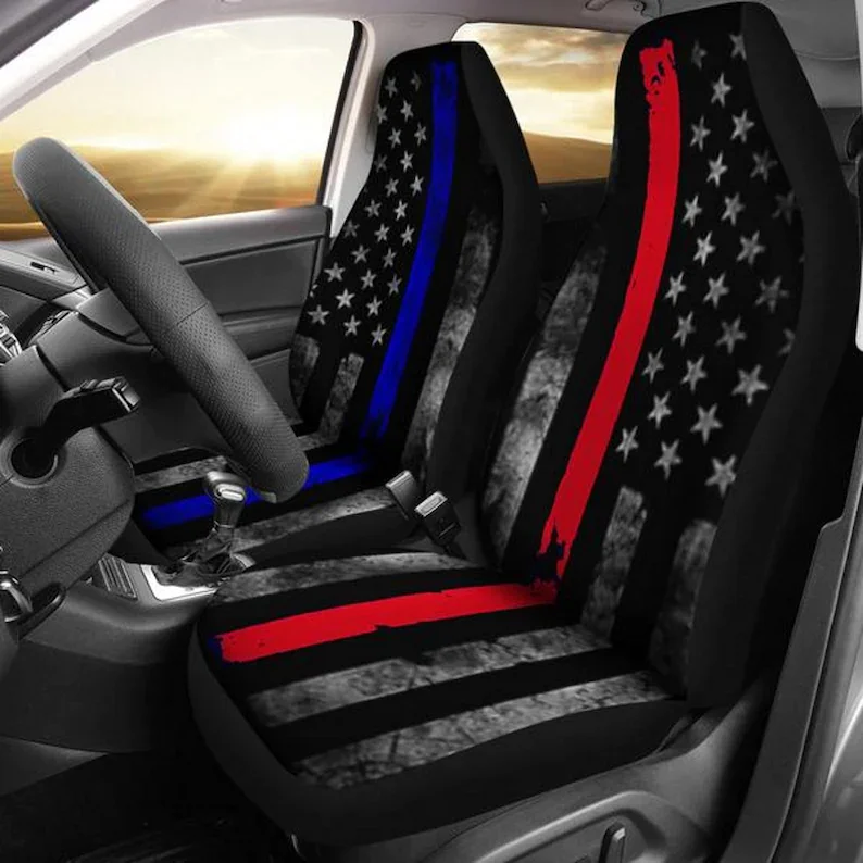 

Thin Blue Line, Thin Red Line, American Flag, -Car Seat Covers, Car Accessories, Gift for Her, Custom Seat Covers, Custom Made C