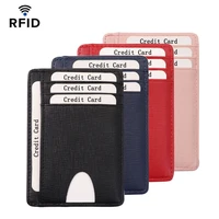 rfid women men credit id card holder business card case cover fashion leather slim coin wallet travel portable mini purse clip