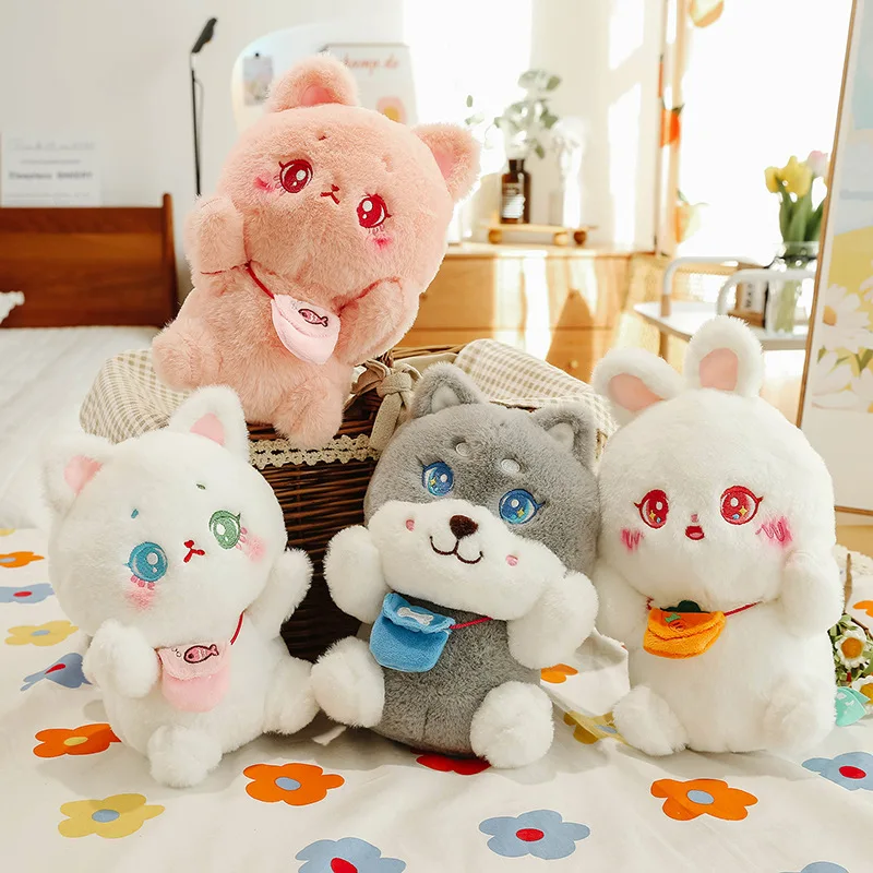 

25cm Creative Cat Plush Lifelike Bunny Rabbit Husky Dog Stuffed Animals Peluche Toys for Girls Kids Baby Birthday Christmas Gift