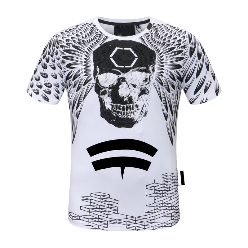 

2022 New PP Skull Man tshirt Black Short Sleeve Round Neck Top Plein T-shirt Pure Color Men's Short Sleeve Maglietta da uomo