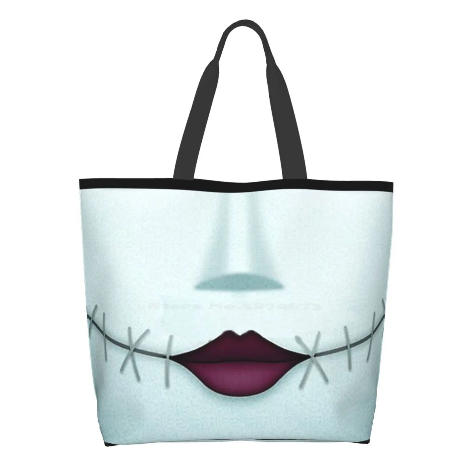 

Sally Ed Smile Jack Smile - Helloween Gift Reusable Household Tote Bags Storage Bags Sally Es Halloween Pumpkin Smile Teeth