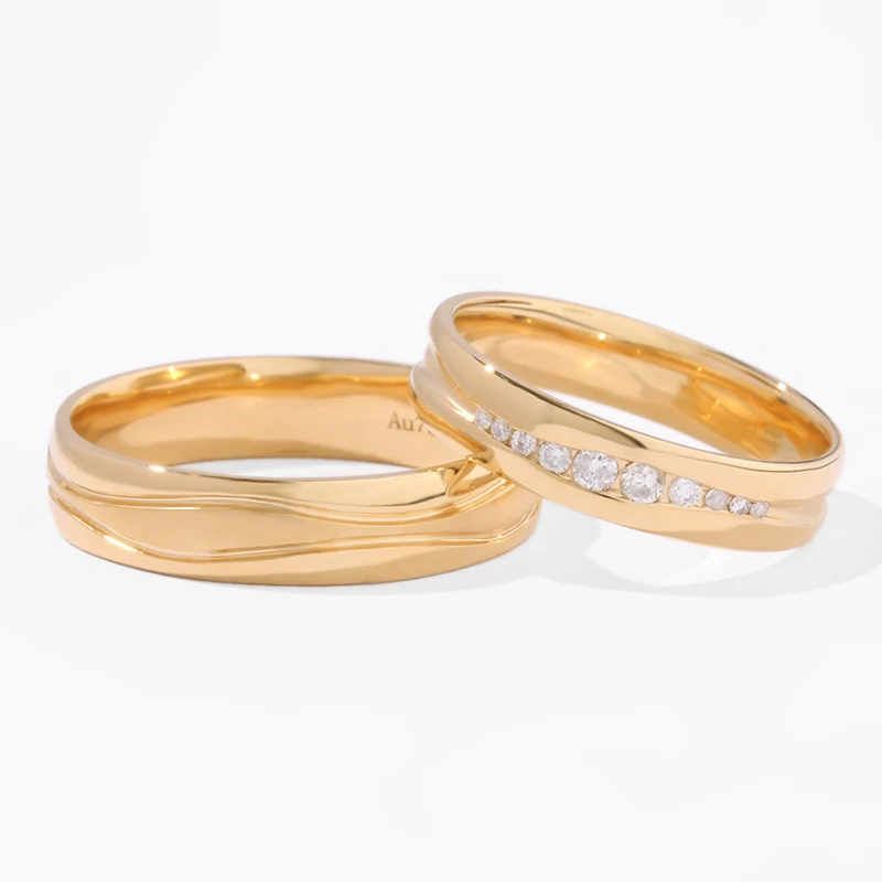 Мужские и женские парные кольца из серебра 925 пробы с муассанитом гравировкой