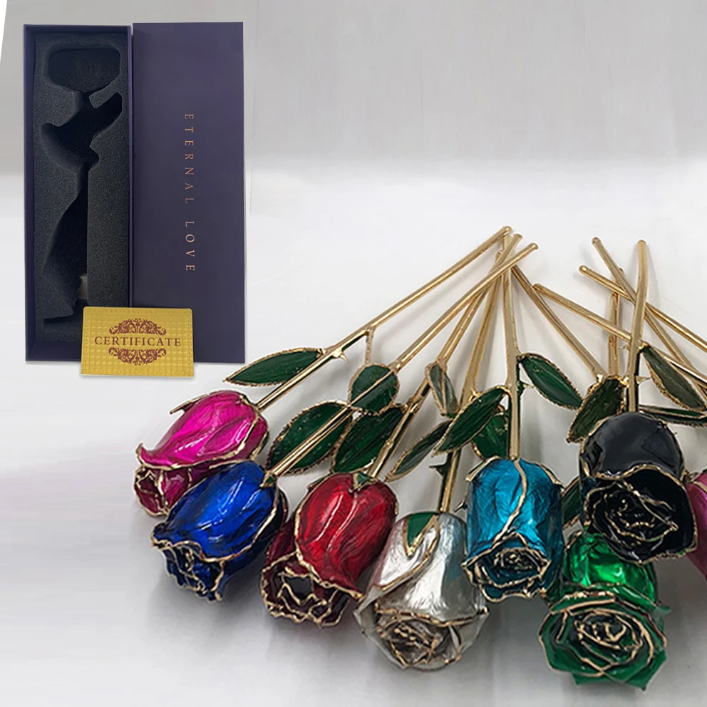 

G029 24k Gold Dipped Rose Flowers Bud Eternal Rose Artificial Flowers Birthday Christmas Valentine Day Wedding Gift for Women