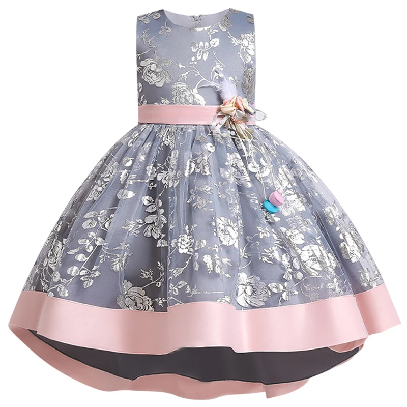

Children's clothing 2021 summer new flower dress show dress elegant birthday party 2-8 years old print dress piano show Princess