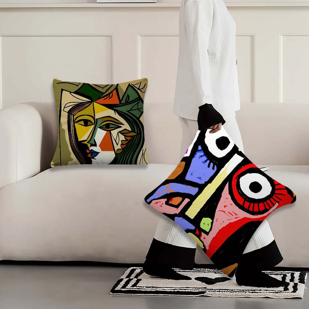 Painter Artists Pablo Ruiz P-Picasso Pillow Case Living Room Accent Couch Back Support Square Lounge Restful Nap Companion ﻿