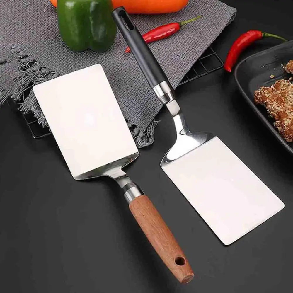 

Grip Wooden Handle Easy Cleaning Stainless Steel Wide-Application BBQ Tools Fried Shovel Pastry Spatula Kitchenware