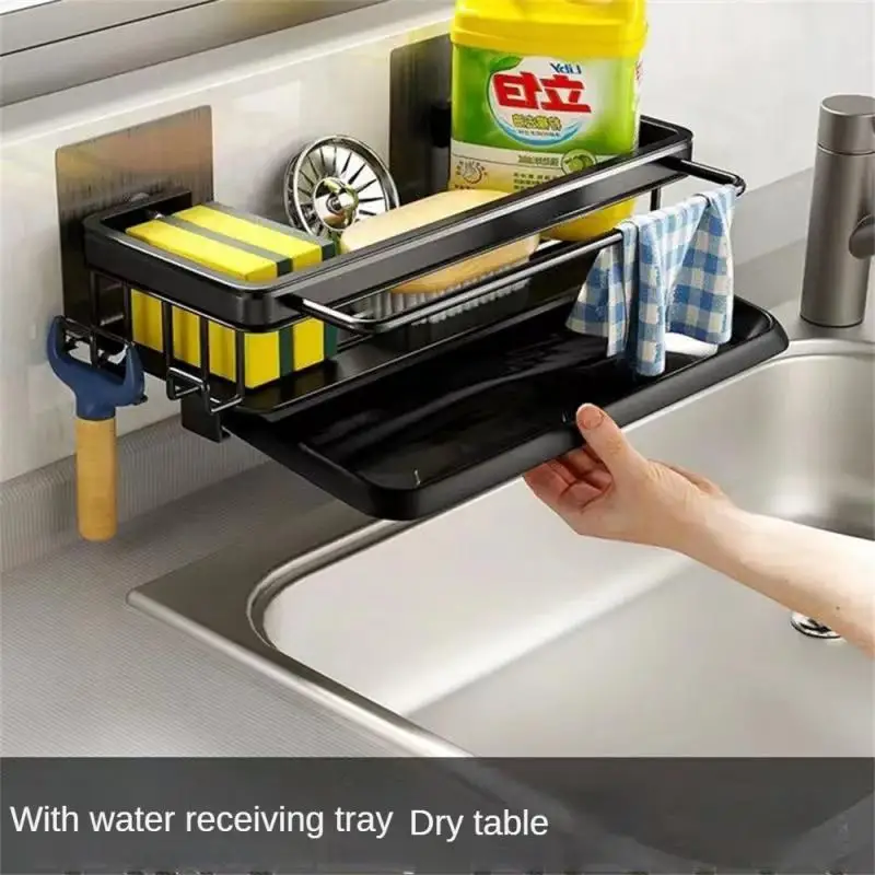 

For Kitchen/bathroom/balcony Storage Rack Waterproof And Moisture-proof With Water Tray Basket Space Aluminum Sink Beside