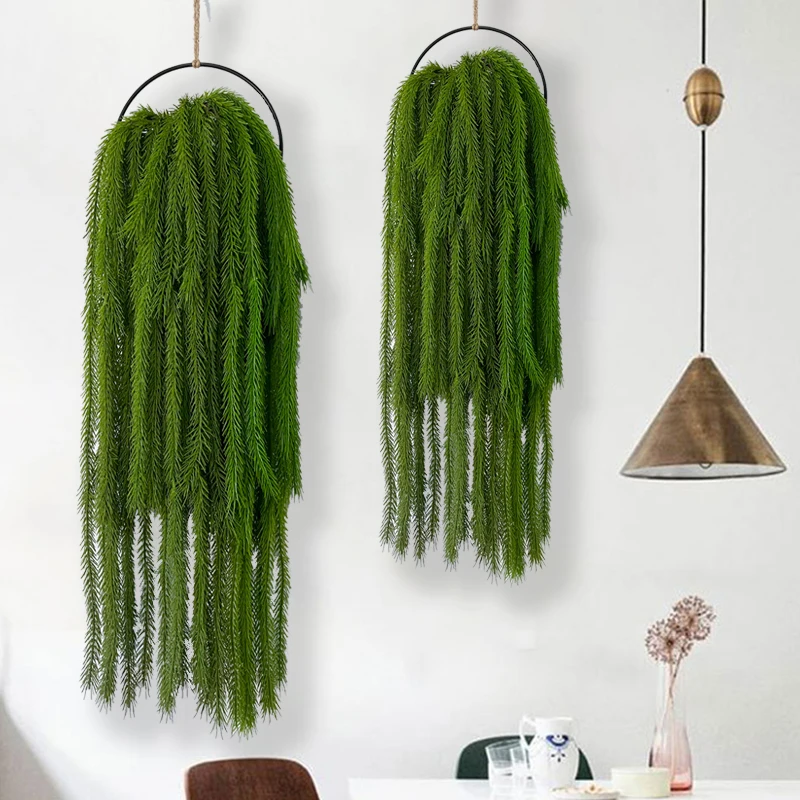 70-90cm Artificial Plants Vines Wall Hanging Accessories Wolf Tail Fern PVC Fake Green Plants for Home Garden Wall Decoration