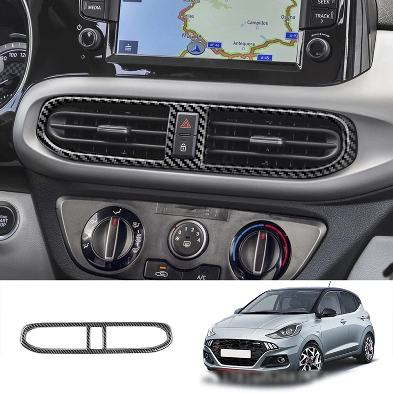 

Для 2022 Hyundai I10 Автомобильная консоль из углеродного волокна кондиционер Выходная рамка Крышка отделка ABS