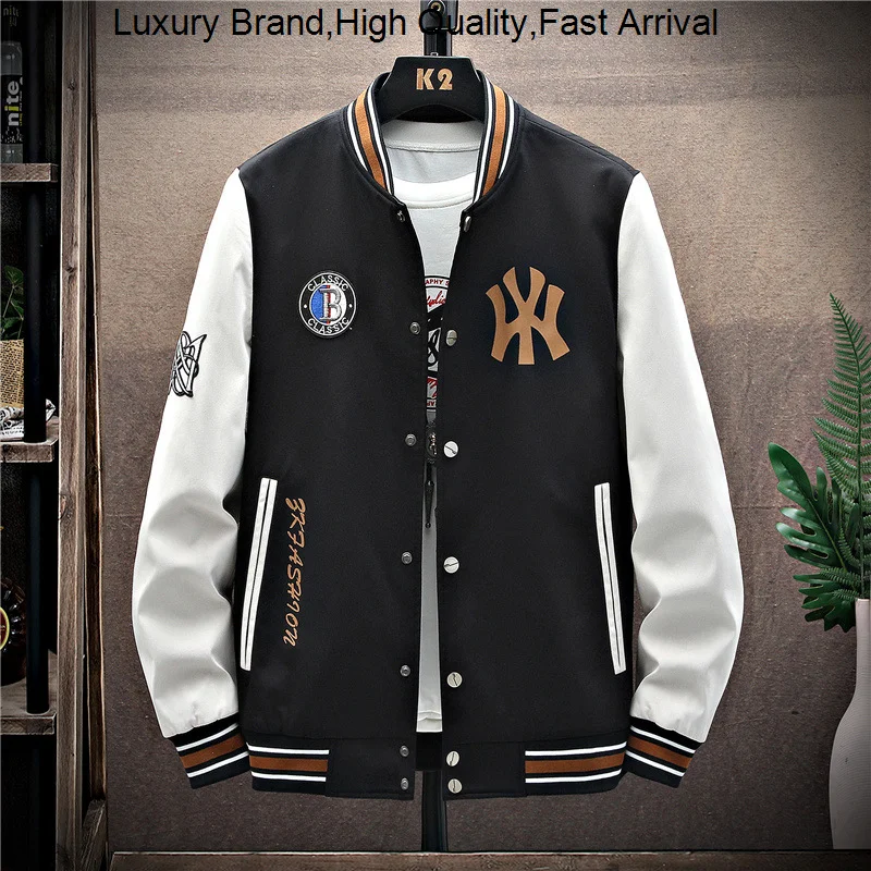 

Jacket Mens Trend New Button Casual Letter Coats Round Neck Cardigan Baseball Uniform 2023 Spring And Autumn Tide Brand Clothes