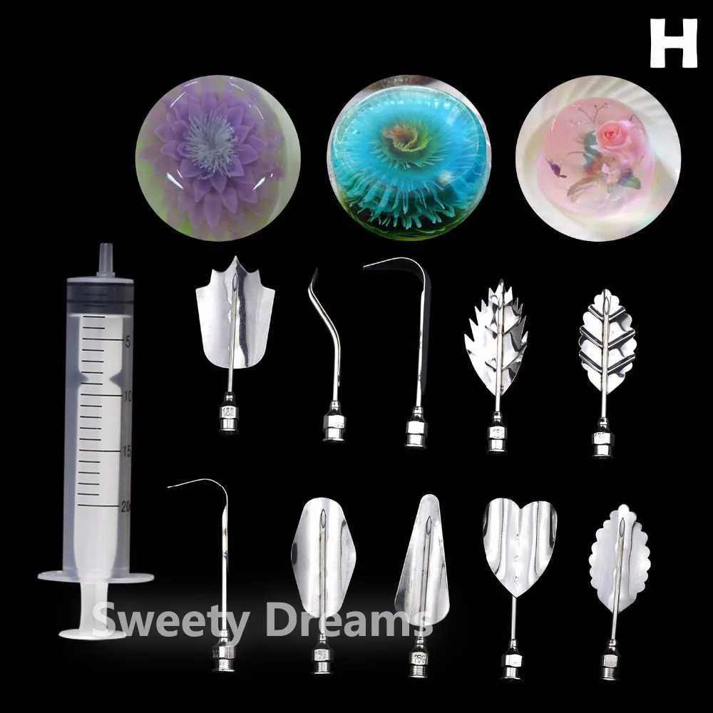 40 PCS+4 Needle Tube Flowers 3D Jelly Art Tools Jelly Cake Gelatin Pudding Nozzle Syringe Nozzle Set Cake Decorating Tools images - 6