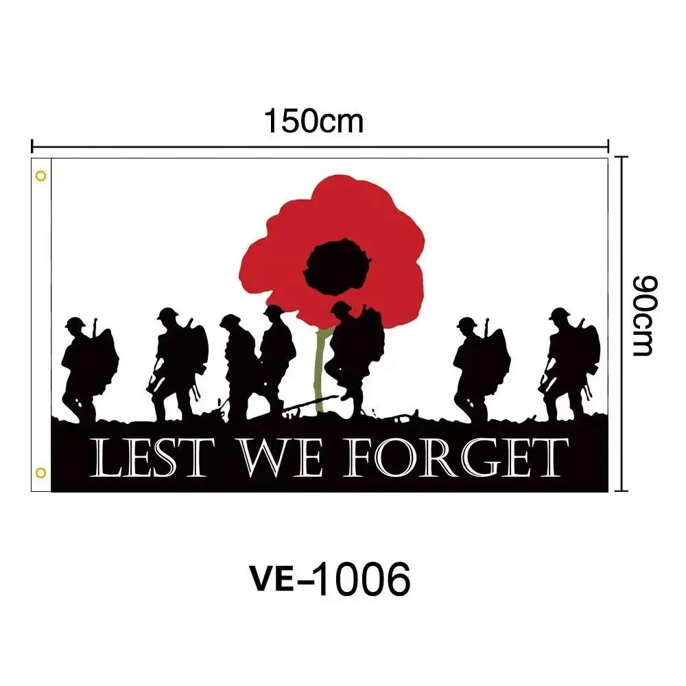 

LEST WE FORGET FLAG 150cm x 90cm BRITISH MILITARY ARMY REMEMBRANCE 5x3 feet