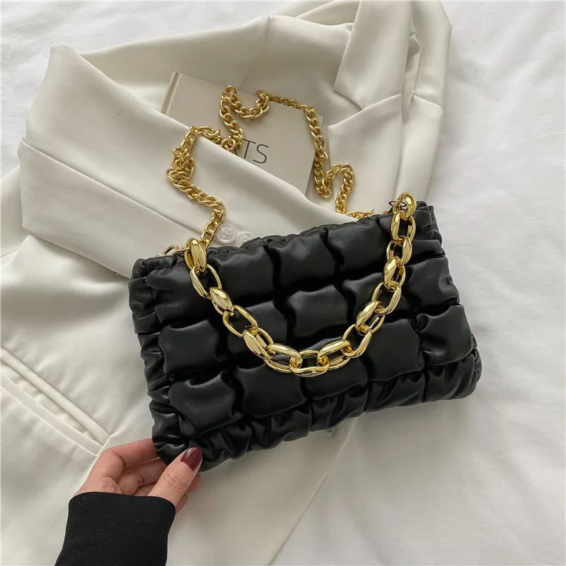 2023 New Fashion Coarse Chain Shoulder Messenger Bags High Quality Plaid Women Purse And Handbags Small Square Bags Sac A Main
