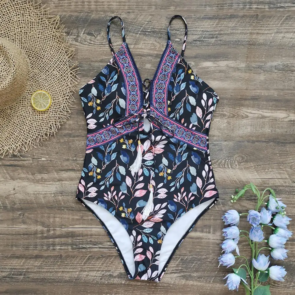 

High Elasticity with Tassels Push Up Ethnic Style Summer Lady Swimwear for Pool Party