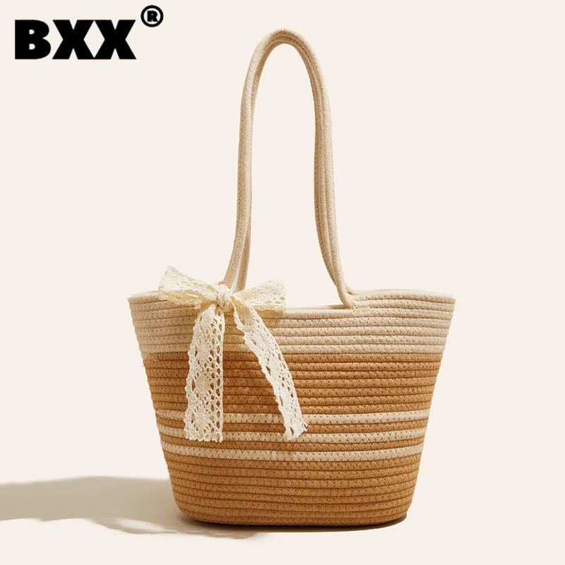 

[BXX] Simple Versatile Casual Handbag Women's 2023 New Trend High-capacity Beach Woven Bag Single Shoulder Bags Female 8CY710
