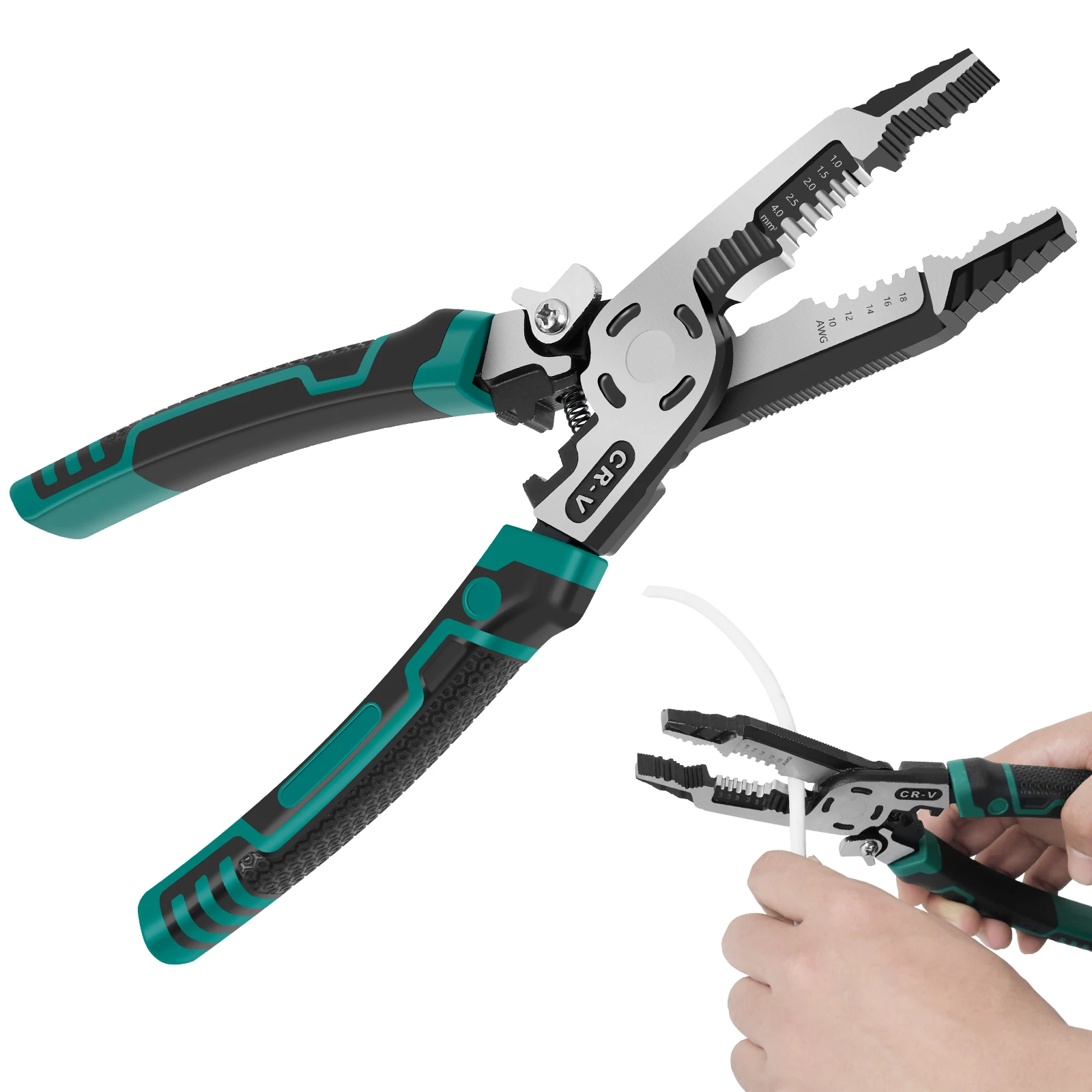 

Wire Stripper High Carbon Steel Wire Stripping Pliers Ergonomic Non-slip Wire Crimper Wire Stripping Cutting Crimping Deburring