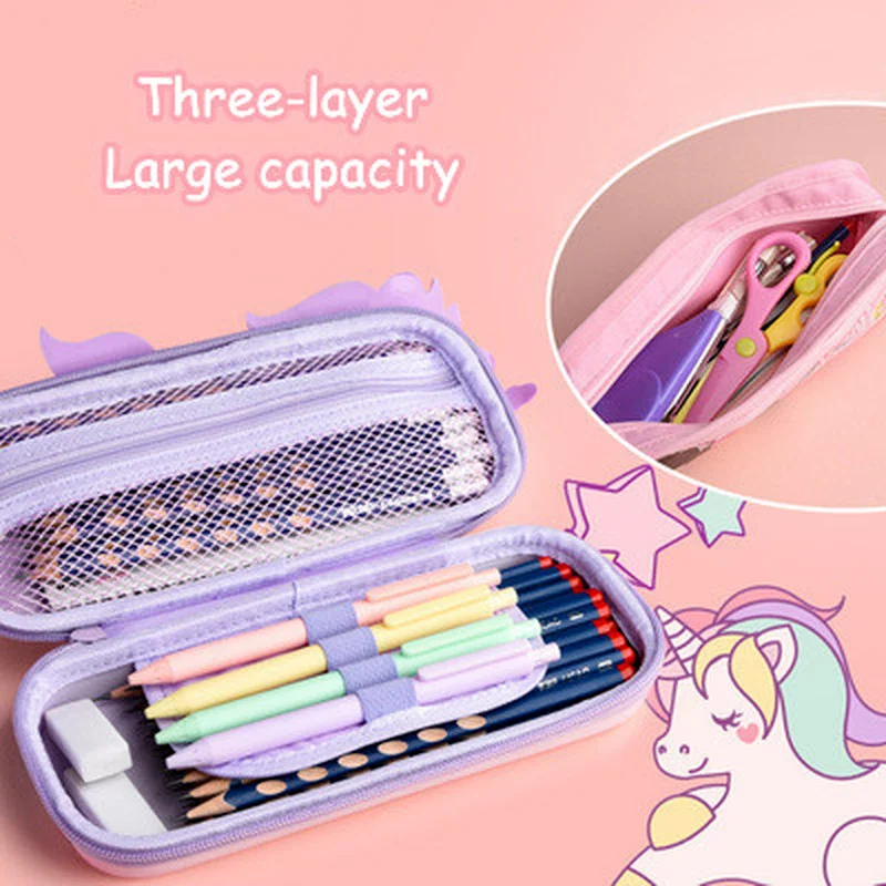 Чехол для карандашей с 3D рисунком Милый Розовый Единорог искусственный чехол