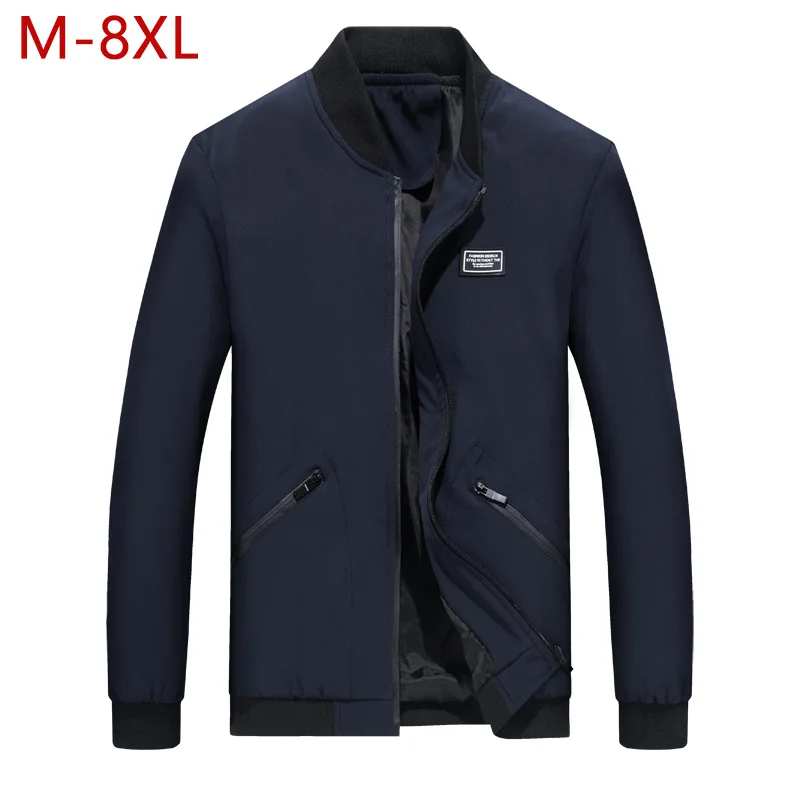 

Big Size Men Casual College Jacket M-8XL New Spring Autumn Male Thin Windbreaker Blue Black Varsity Coat 6XL 7XL Summer Overcoat