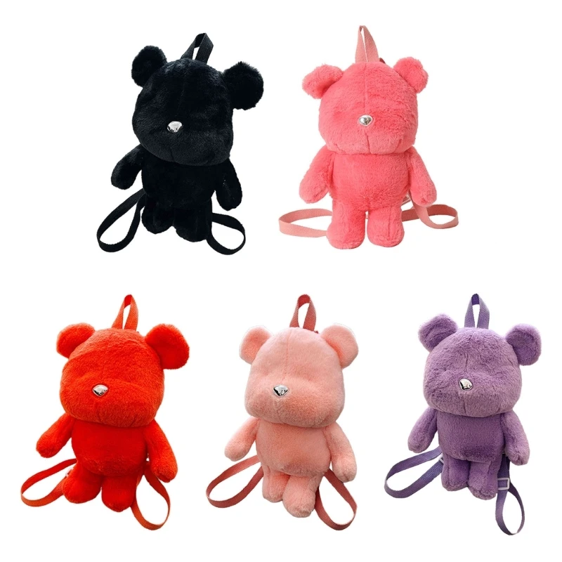 

Women's Plush Handbags Functional Shoulder Bags Cartoon Backpack Travel
