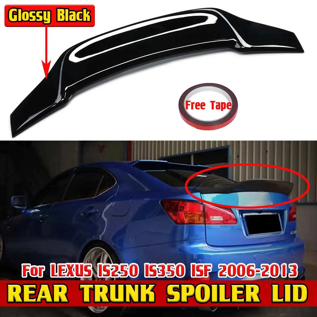 

RMAUTO Real Carbon Fiber Car Rear Trunk Spoiler Lid Boot Wing Lip For LEXUS IS250 IS350 ISF 2006-2013 RT Style Rear Spoiler