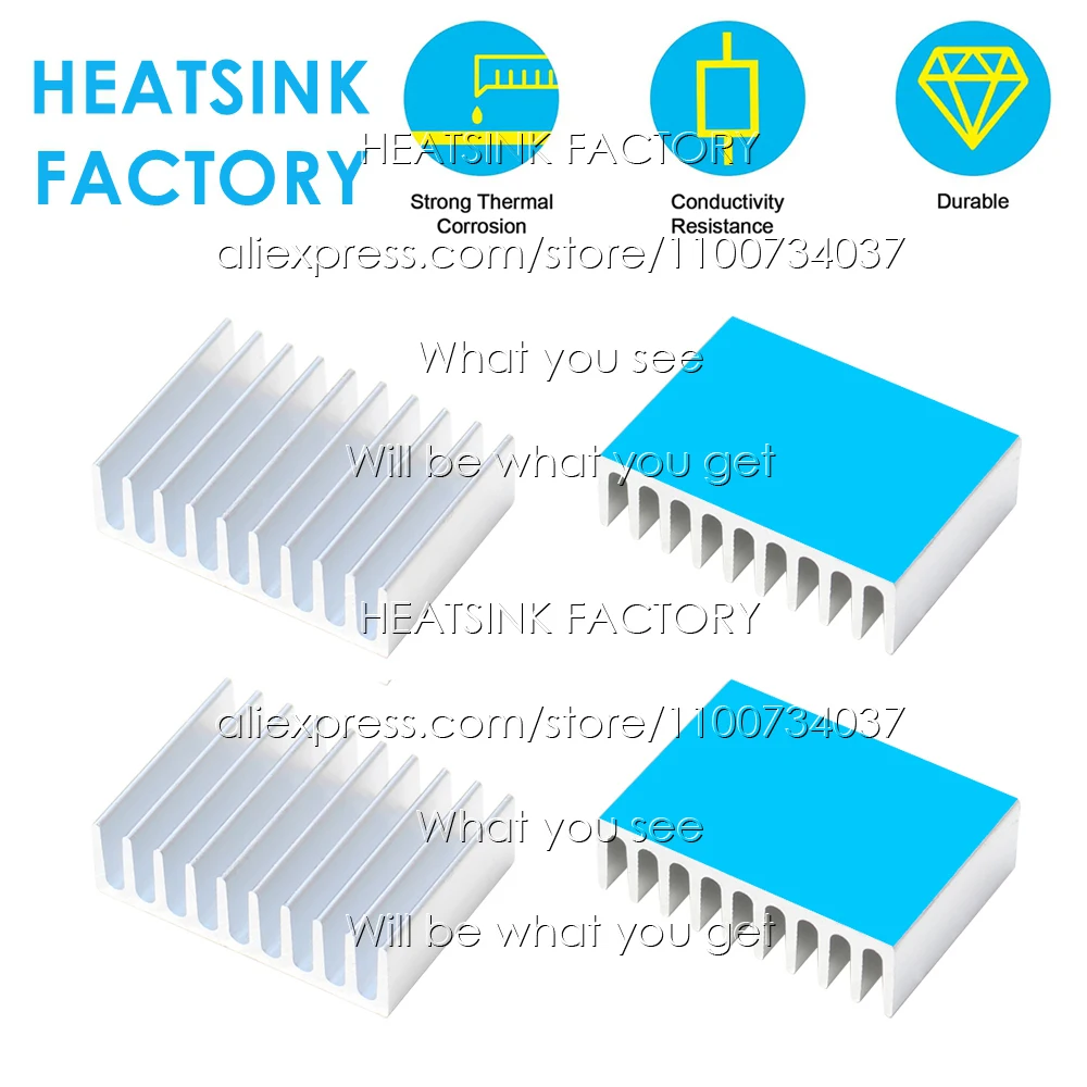 Серебристый алюминиевый радиатор охлаждения 25x35x10 мм для электронного чипа IC MOS RAM