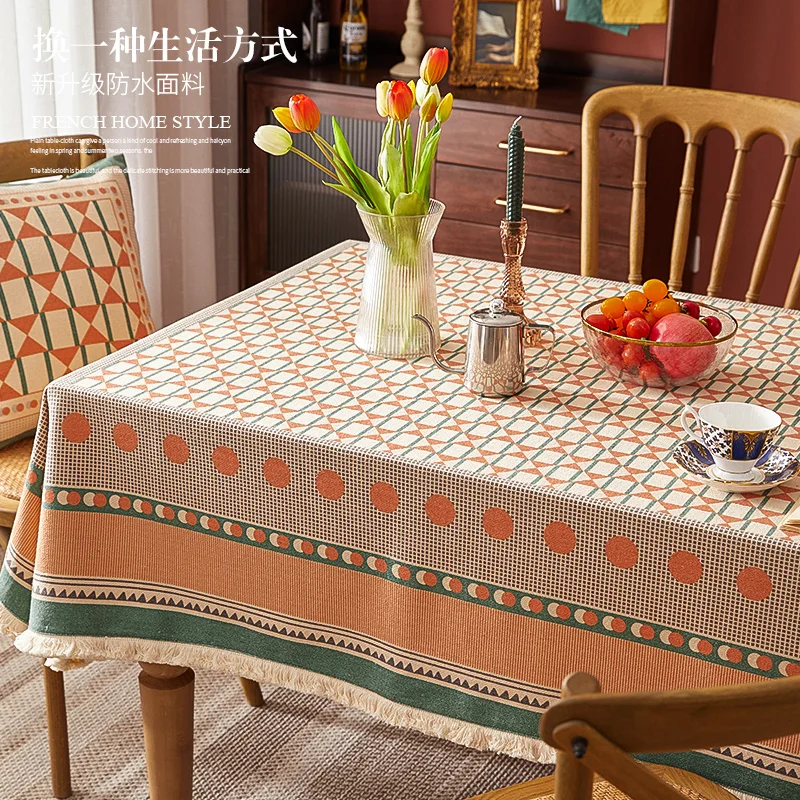 

Luxury and high-end waterproof rectangular dining table fabric, tea table art tablecloth