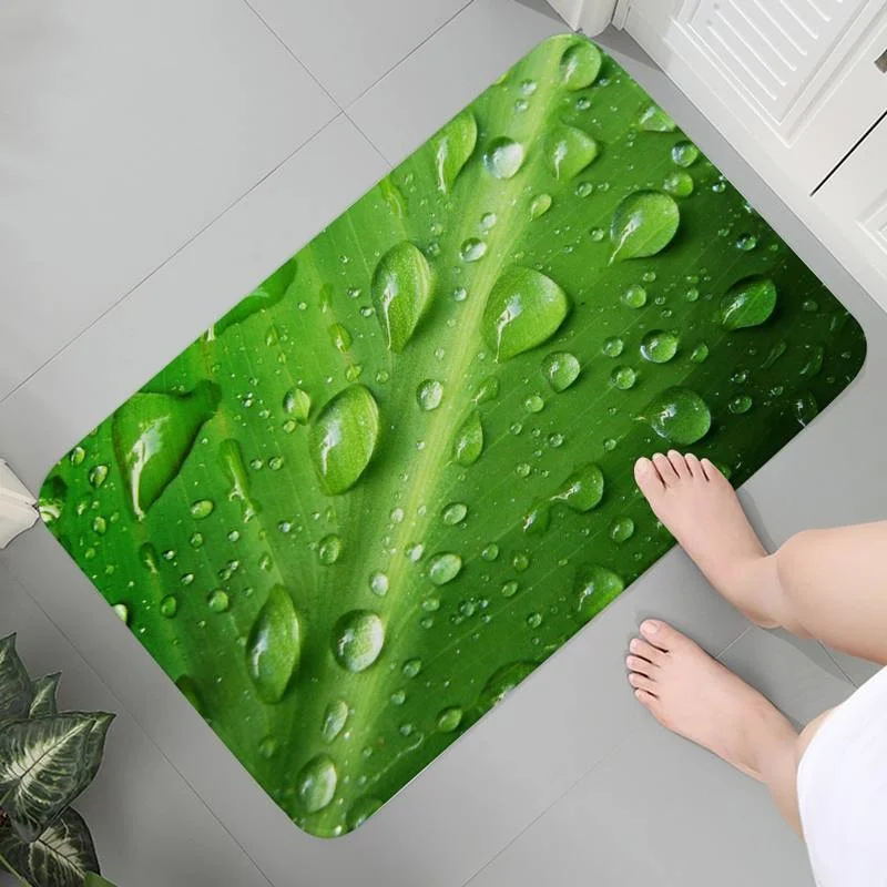 

Mats Rug Bathroom Soft Entrance Indoor Carpet 3D Anti-slip Children Crawling Green Leaf Dew Area Rugs Bath Mats Lounge Rug