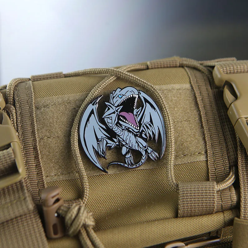 

Креативные металлические нашивки с изображением дракона с голубыми глазами для одежды, военная повязка на руку, наклейка на рюкзак, тактическая нашивка для игр